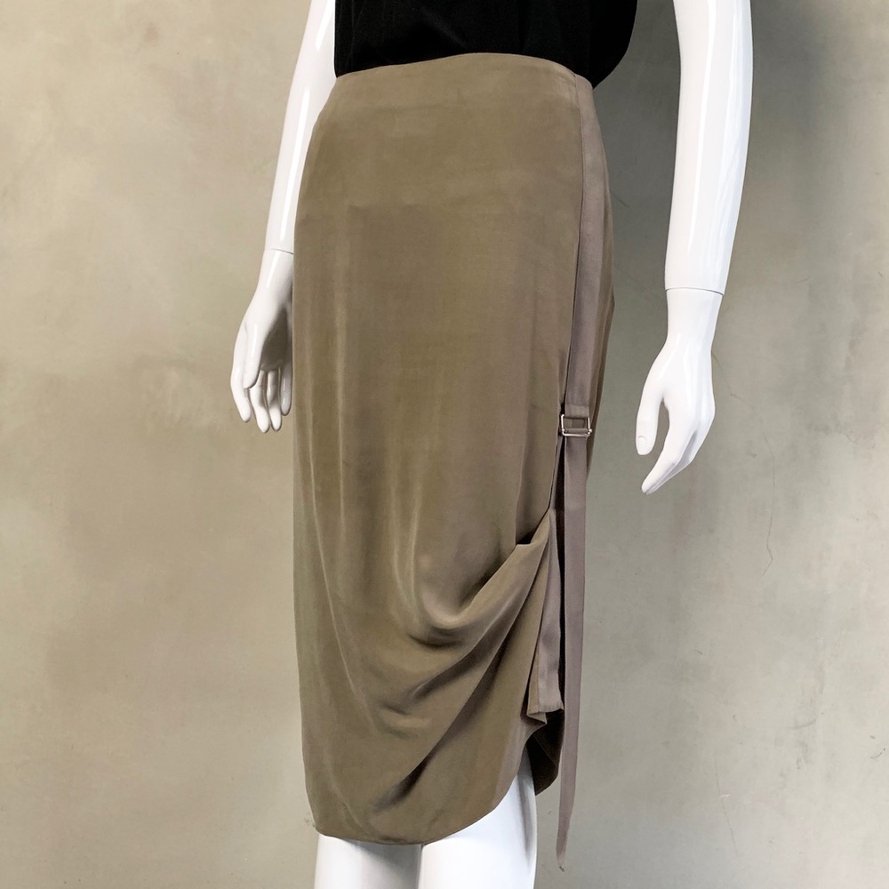 Army Green Pencil Skirt w/ Cinched Side Detail - Picture 1 of 8